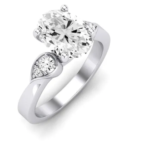 Hibiscus Moissanite Matching Band for Oval Center (Band Only. Engagement Ring Not Included)