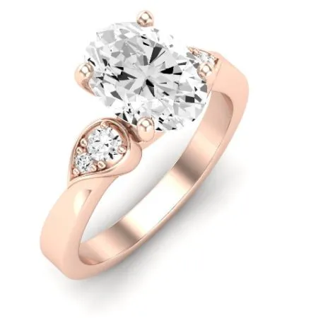 Hibiscus Moissanite Matching Band for Oval Center (Band Only. Engagement Ring Not Included)