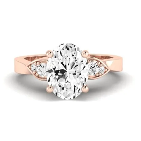 Hibiscus Moissanite Matching Band for Oval Center (Band Only. Engagement Ring Not Included)