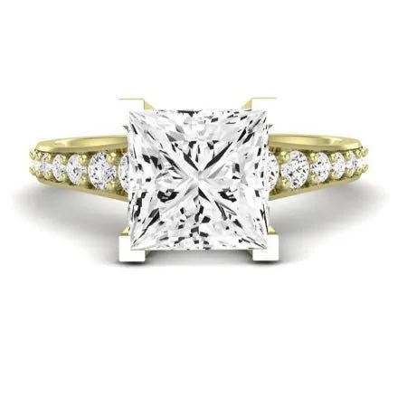 Holly Moissanite Matching Band for Princess Center (Band Only. Engagement Ring Not Included)