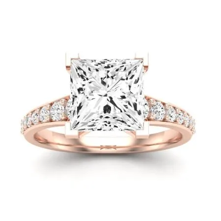 Holly Moissanite Matching Band for Princess Center (Band Only. Engagement Ring Not Included)