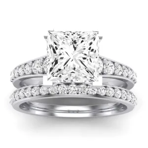 Holly Moissanite Matching Band for Princess Center (Band Only. Engagement Ring Not Included)