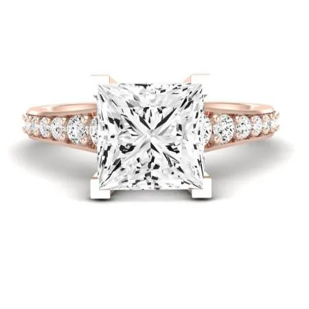 Holly Moissanite Matching Band for Princess Center (Band Only. Engagement Ring Not Included)