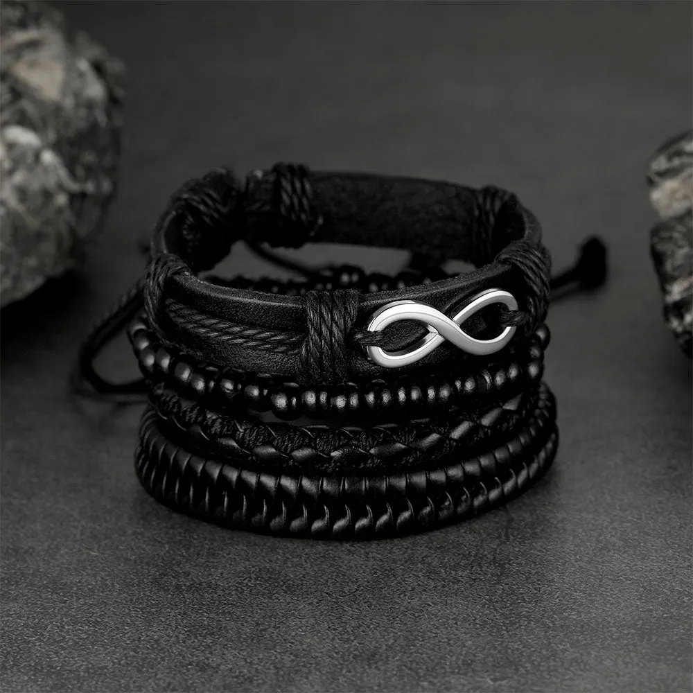 Infinite Woven Cuff Rope Leather Bracelet for Men