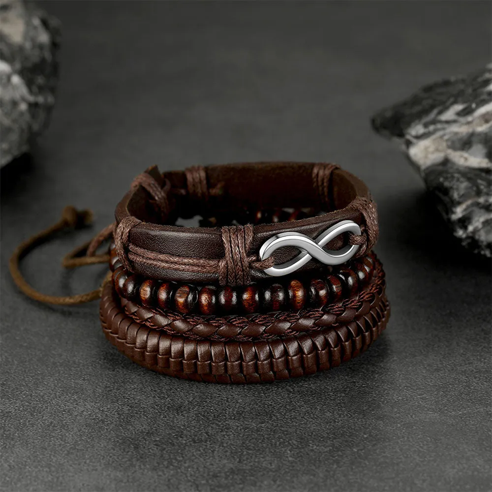 Infinite Woven Cuff Rope Leather Bracelet for Men