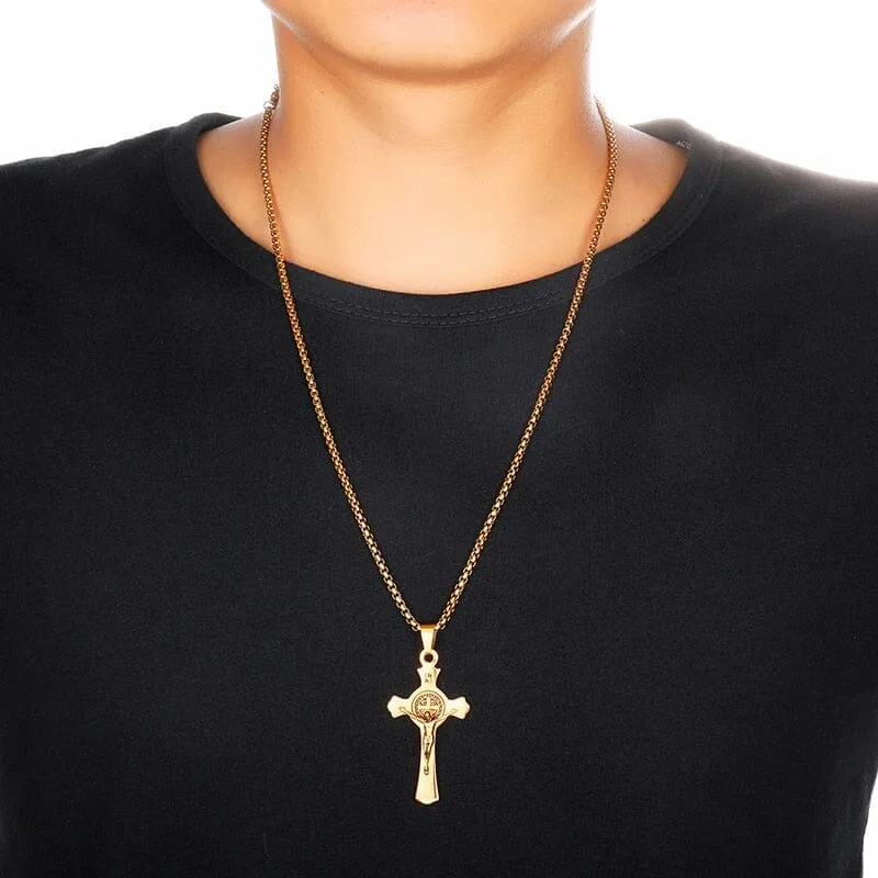 INRI Jesus Cross WWJD Stainless Steel Necklace