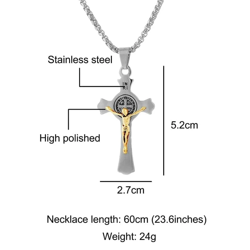 INRI Jesus Cross WWJD Stainless Steel Necklace