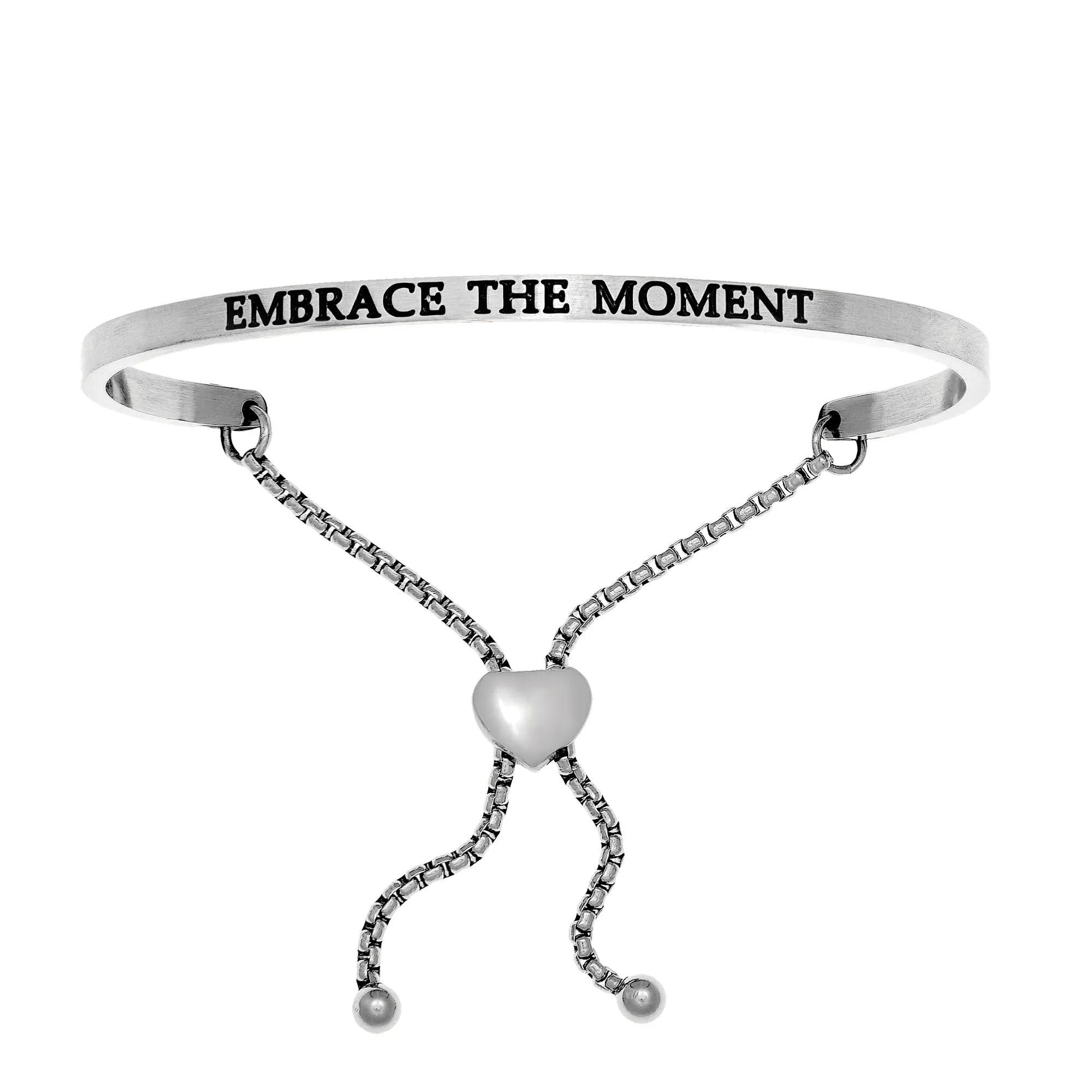 Intuitions Stainless Steel EMBRACE THE MOMENT Diamond Accent Adjustable Bracelet