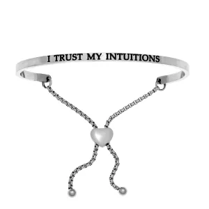 Intuitions Stainless Steel I TRUST MY S Diamond Accent Adjustable Bracelet