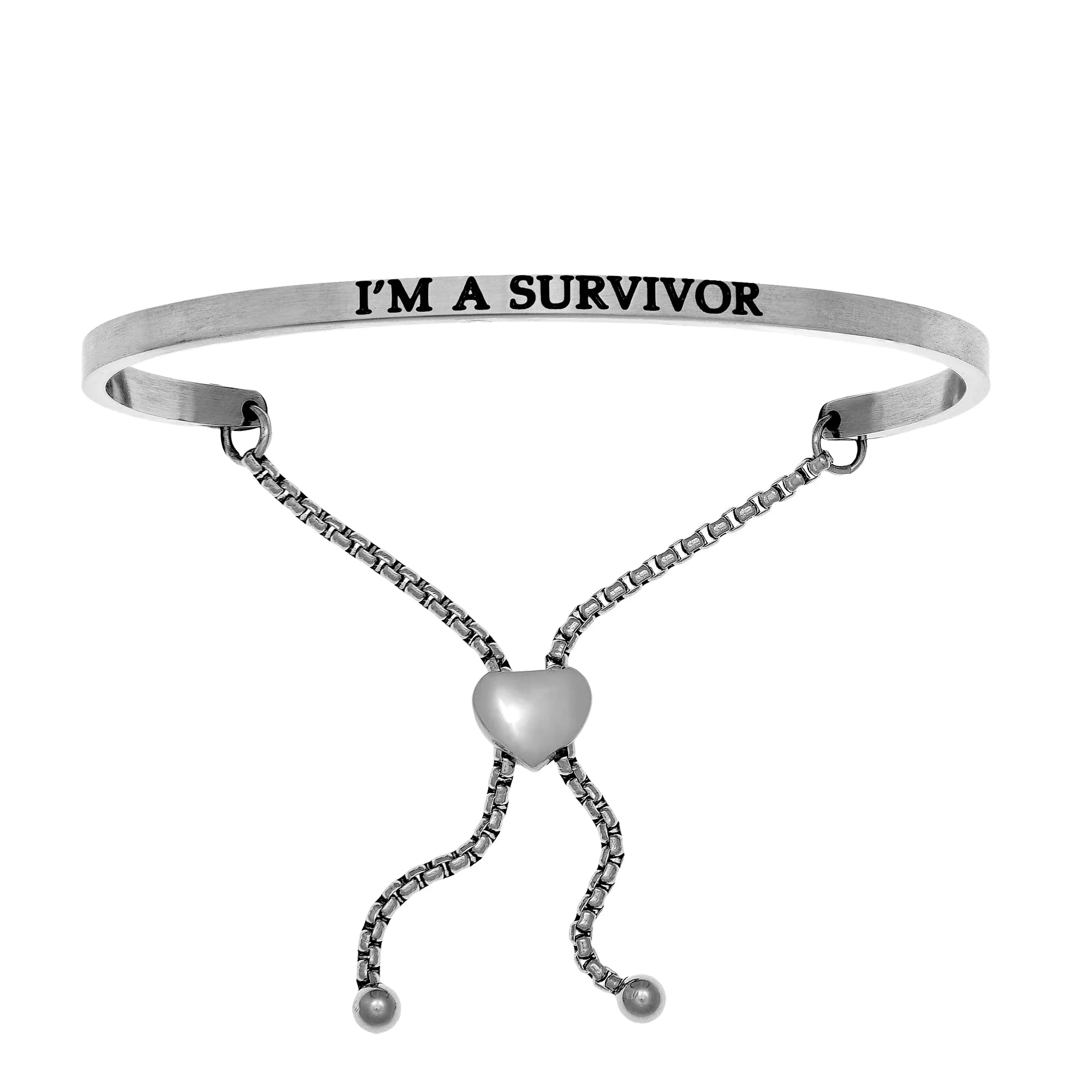 Intuitions Stainless Steel I’M A SURVIVOR Diamond Accent Adjustable Bracelet