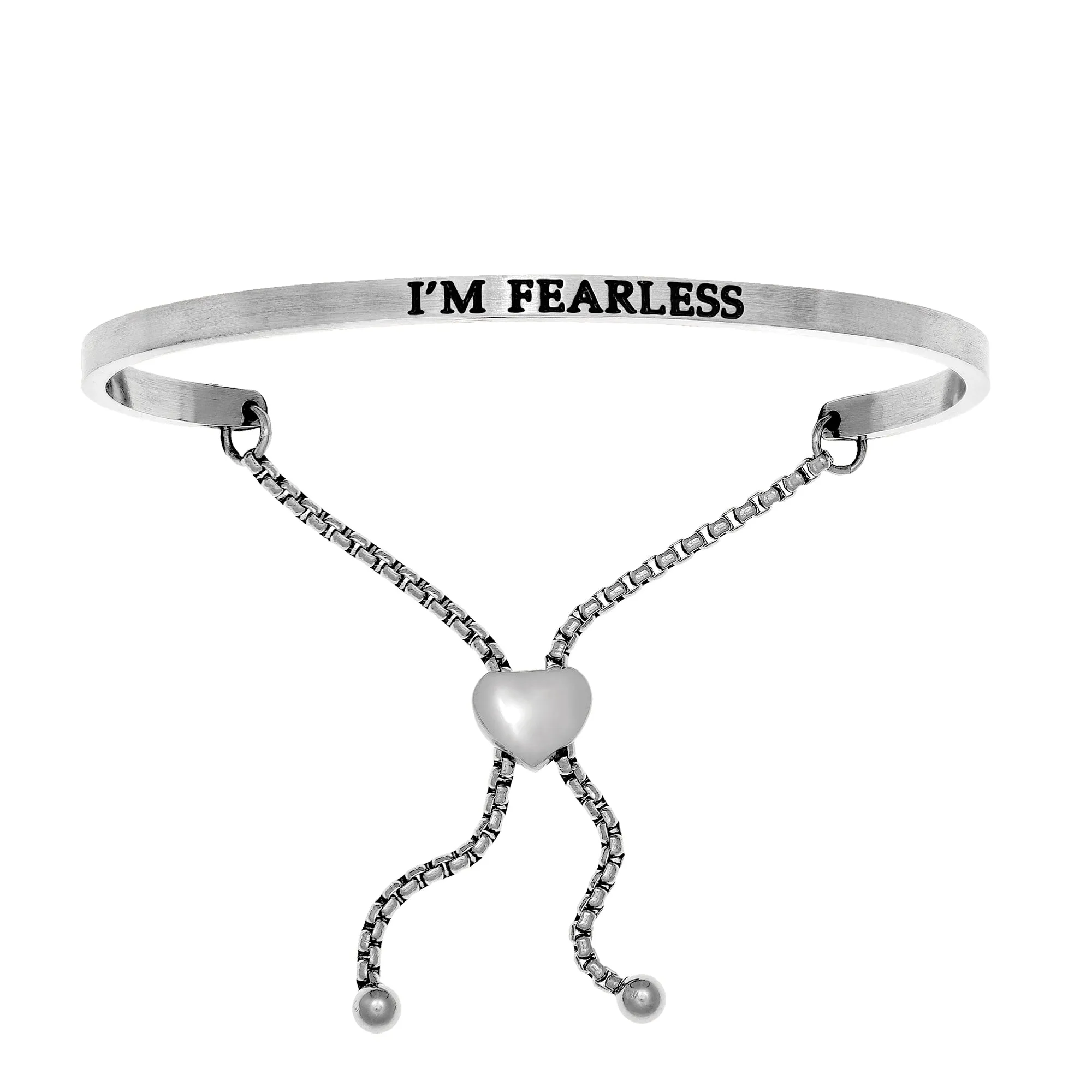 Intuitions Stainless Steel I’M FEARLESS Diamond Accent Adjustable Bracelet