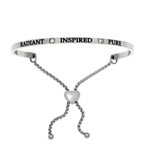 Intuitions Stainless Steel  Radiant, Inspired, Pure April Clear Birthstone Bangle Bracelet