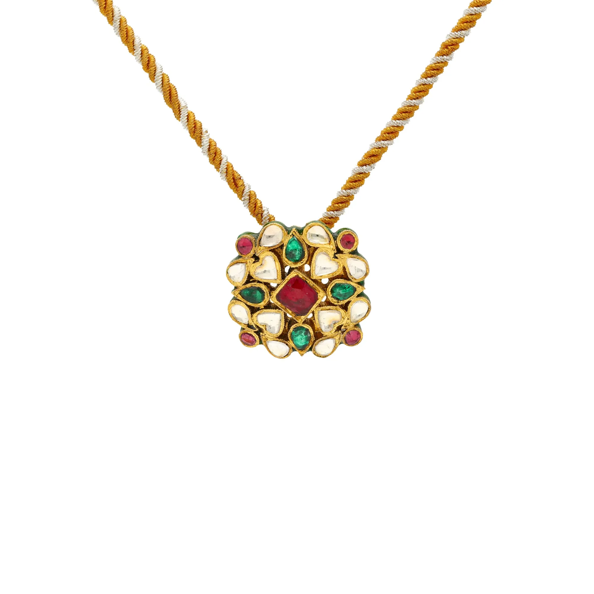 Kundan Pendant Set in 22K Yellow Gold (40.2gm)