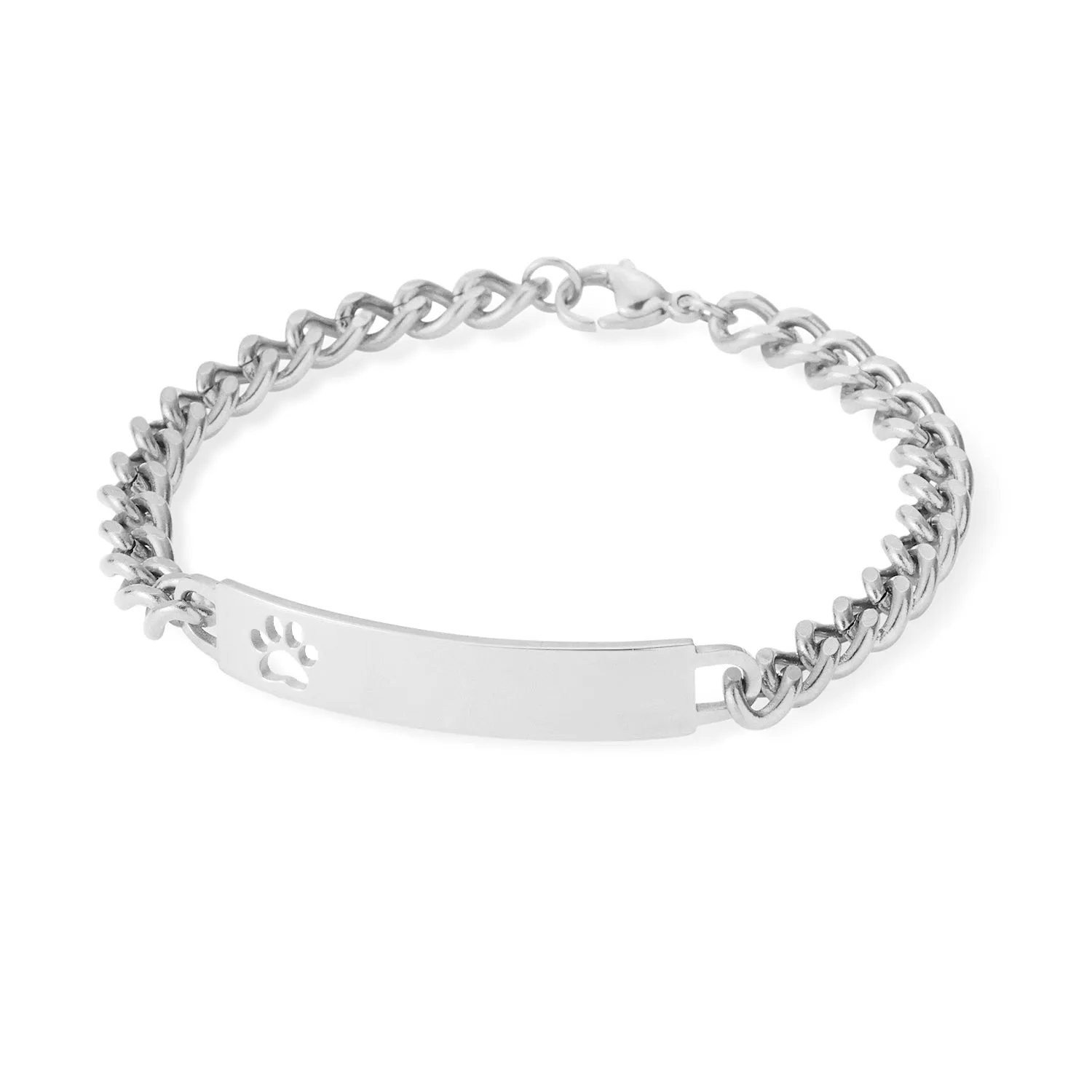 Ladies ID Bracelet with Pierced Paw Print Cutout