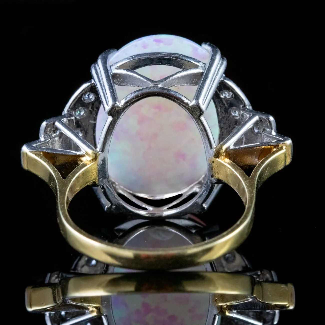 Large Opal Paste Ring Silver 18Ct Gold