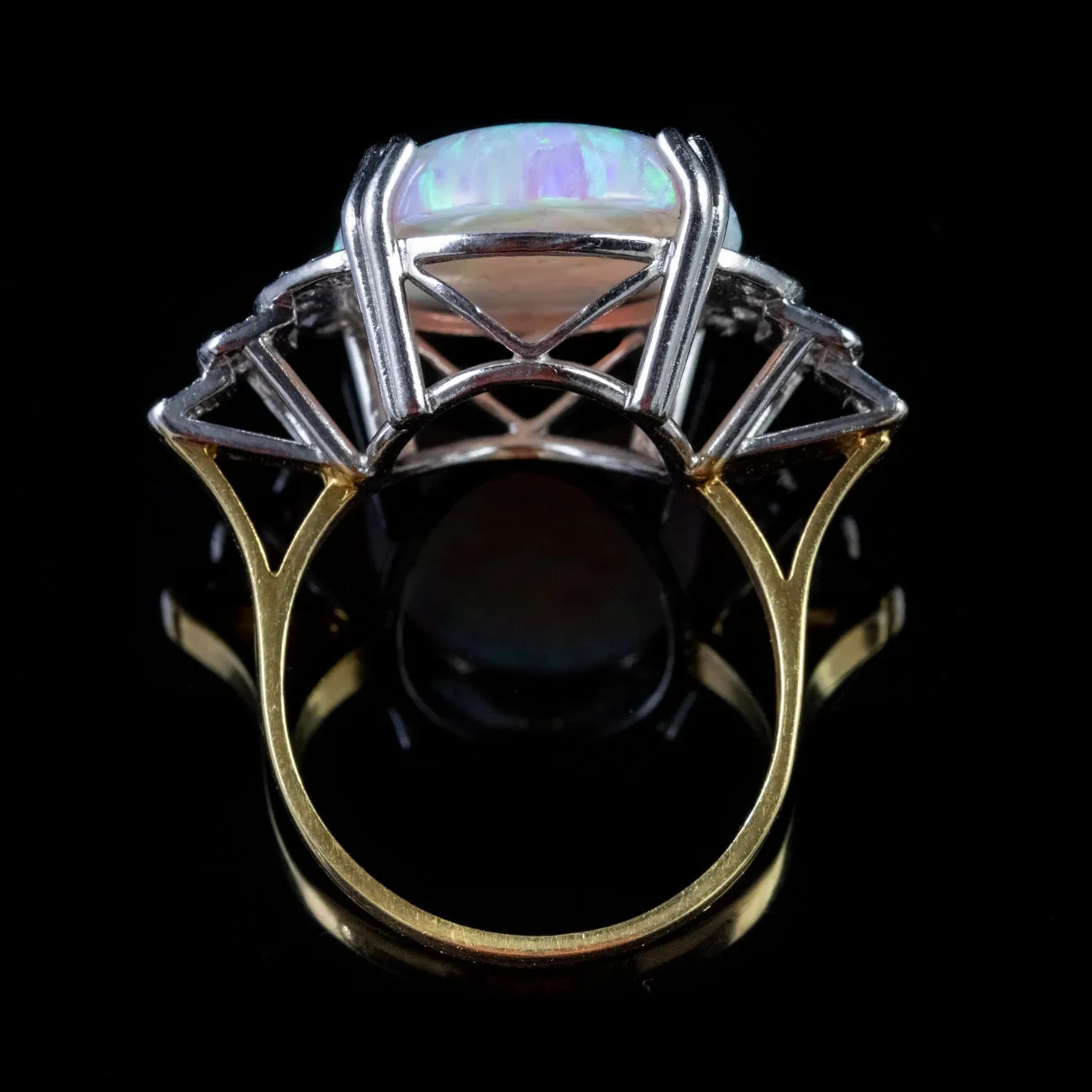 Large Opal Paste Ring Silver 18Ct Gold