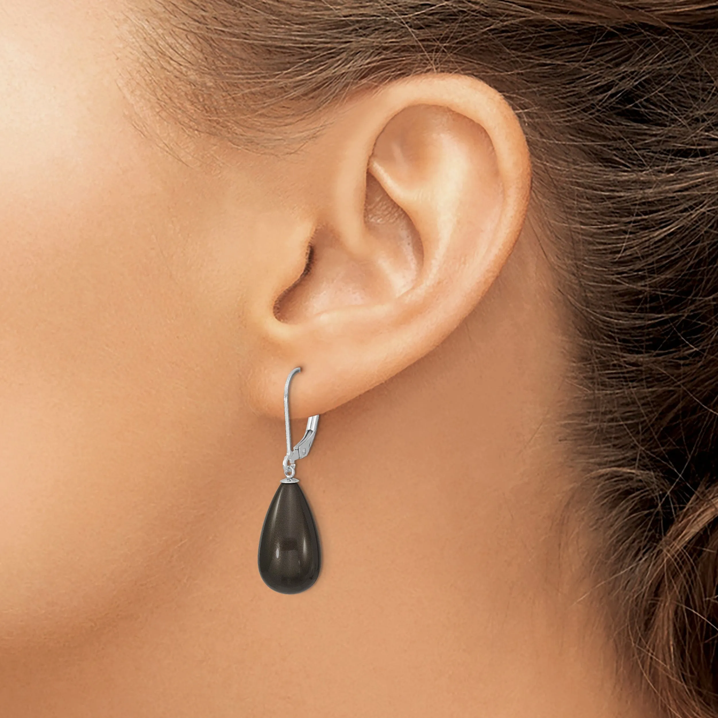 Majestik Teardrop Black Pearl Earrings