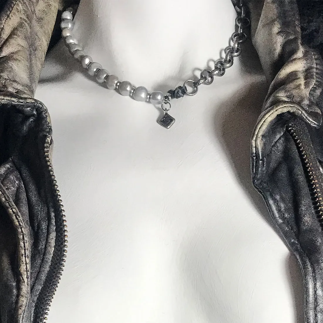 MARCELLA Rolo Chain and Baroque Pearl Princess Necklace