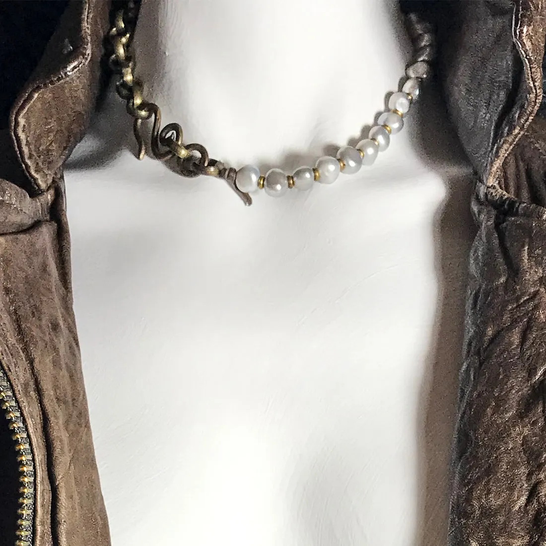 MARCELLA Rolo Chain and Baroque Pearl Princess Necklace