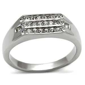 Mens 2.7 Inch Thick Stainless Steel Synthetic Crystal