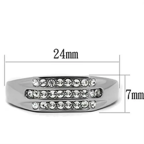 Mens 2.7 Inch Thick Stainless Steel Synthetic Crystal