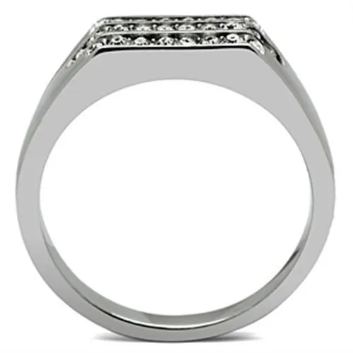 Mens 2.7 Inch Thick Stainless Steel Synthetic Crystal