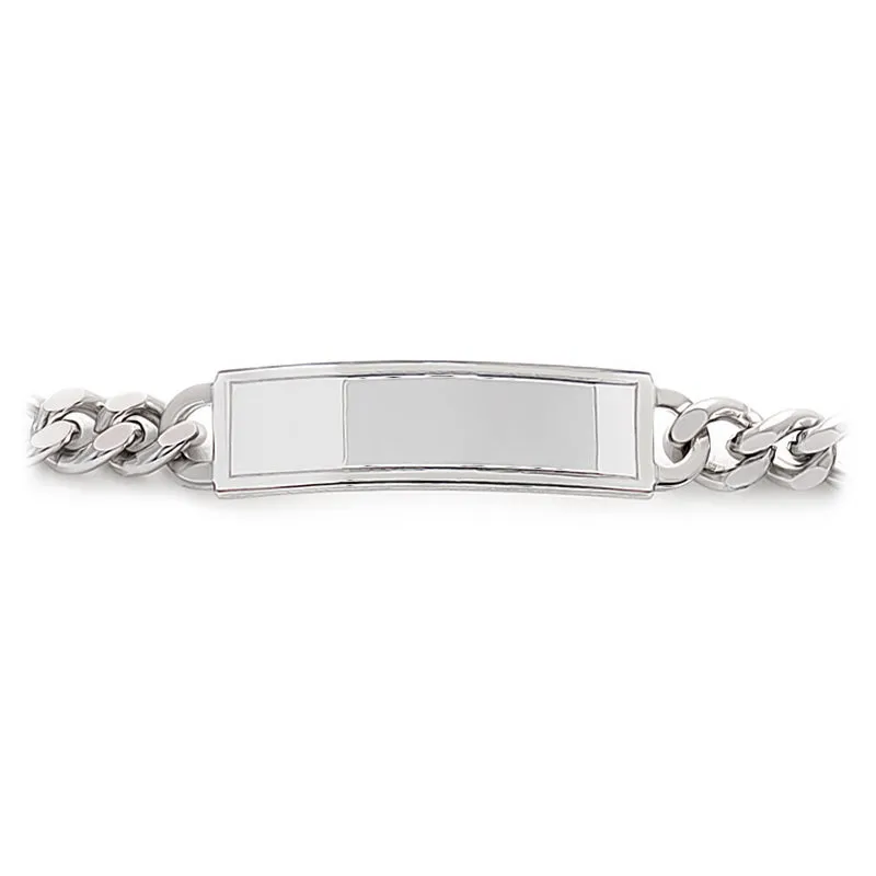 Men's ID Radius Cut Bracelet with Polished Framed Plaque