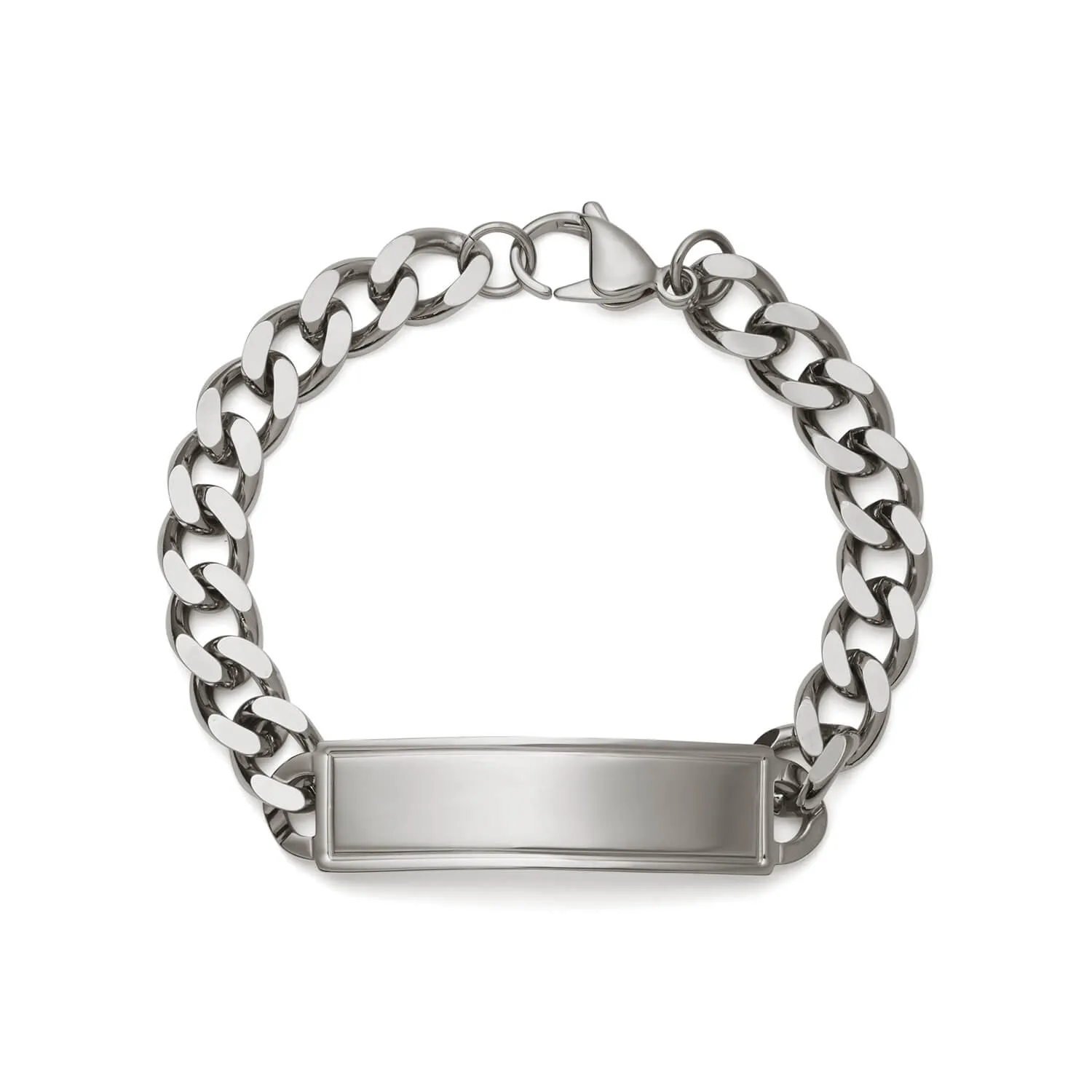 Men's ID Radius Cut Bracelet with Polished Framed Plaque