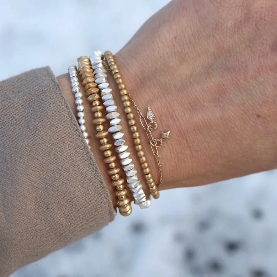 Mini Metal Stacking Bracelet - Ball Beads Gold