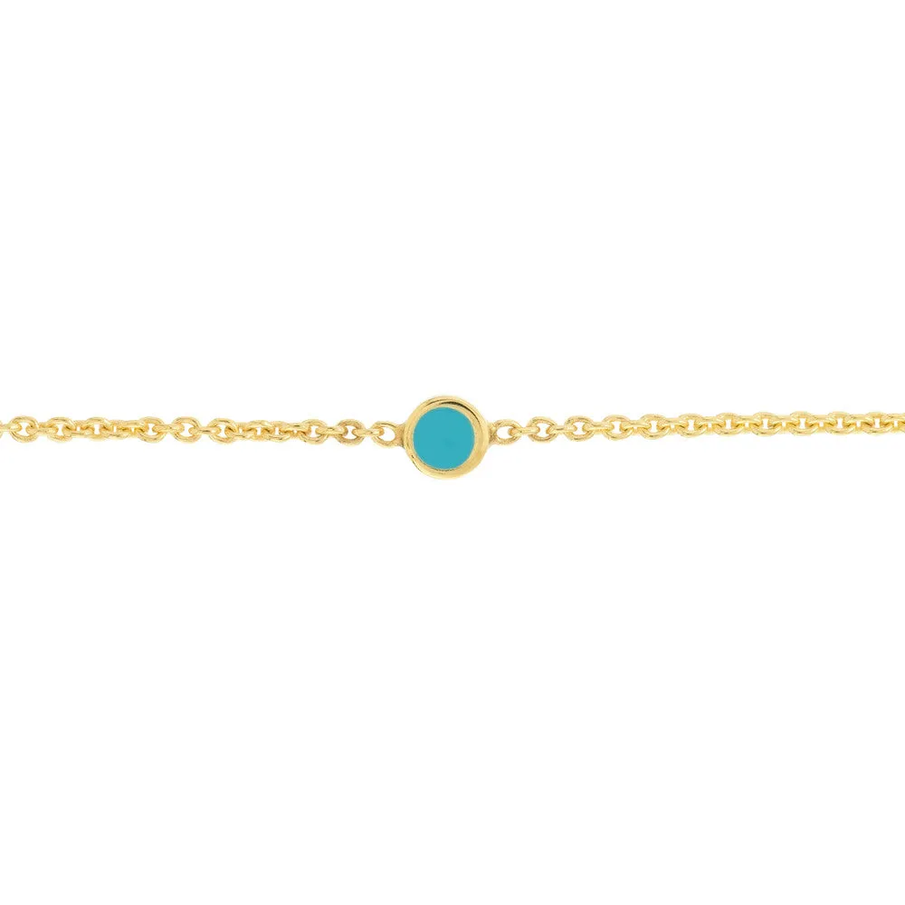 Mini Turquoise Enamel Bezel Bolo Bracelet