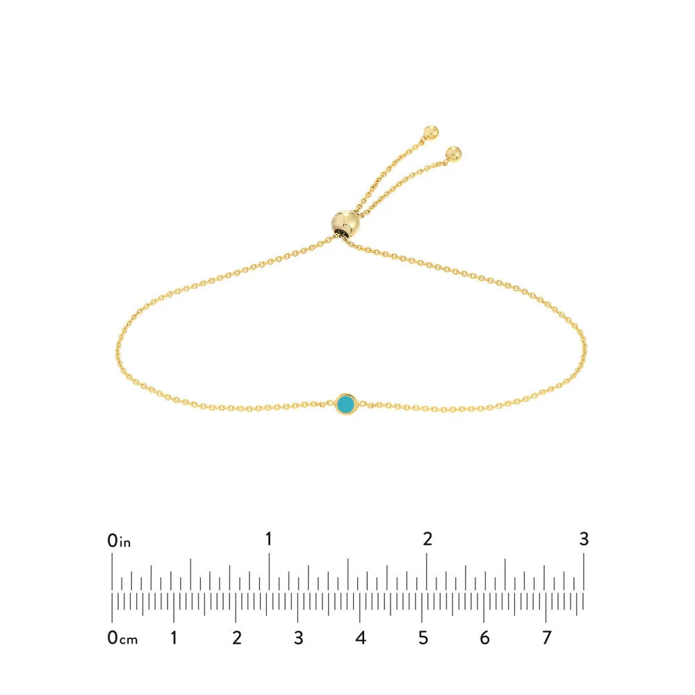 Mini Turquoise Enamel Bezel Bolo Bracelet