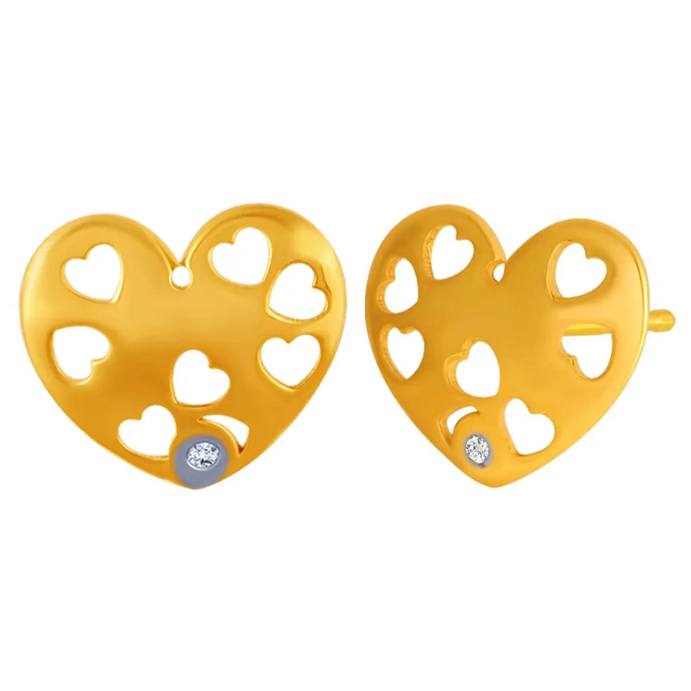 Multiple Hearts With  14k Gold Earrings