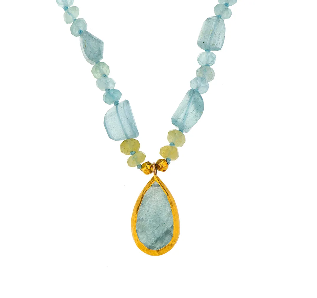 Nava Zahavi Yellow Gold Aquamarine Sensation Necklace