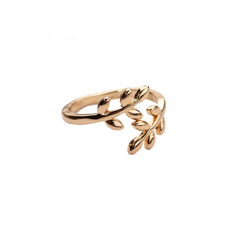 New Open Plated Adjustable Wedding Engagement Daily leaf Rings for women