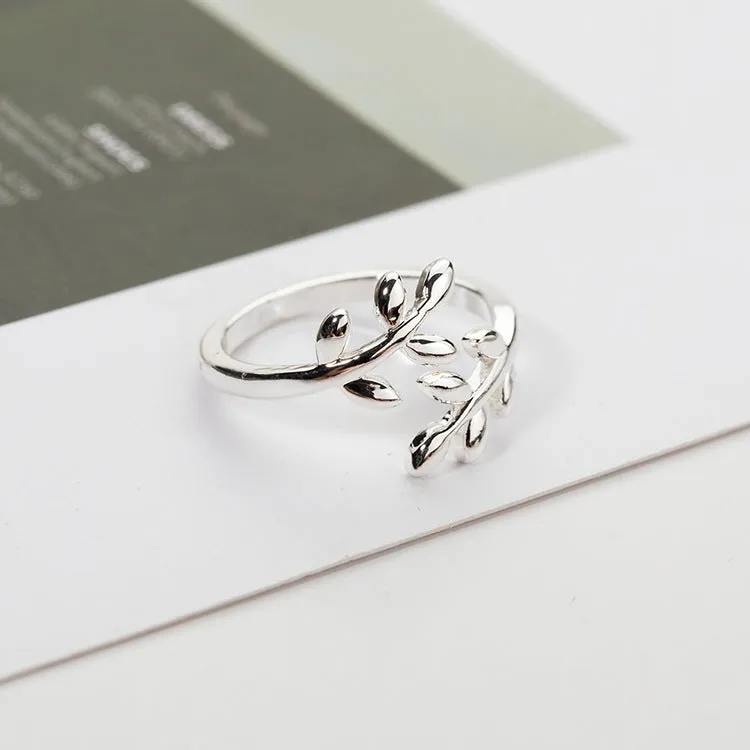 New Open Plated Adjustable Wedding Engagement Daily leaf Rings for women