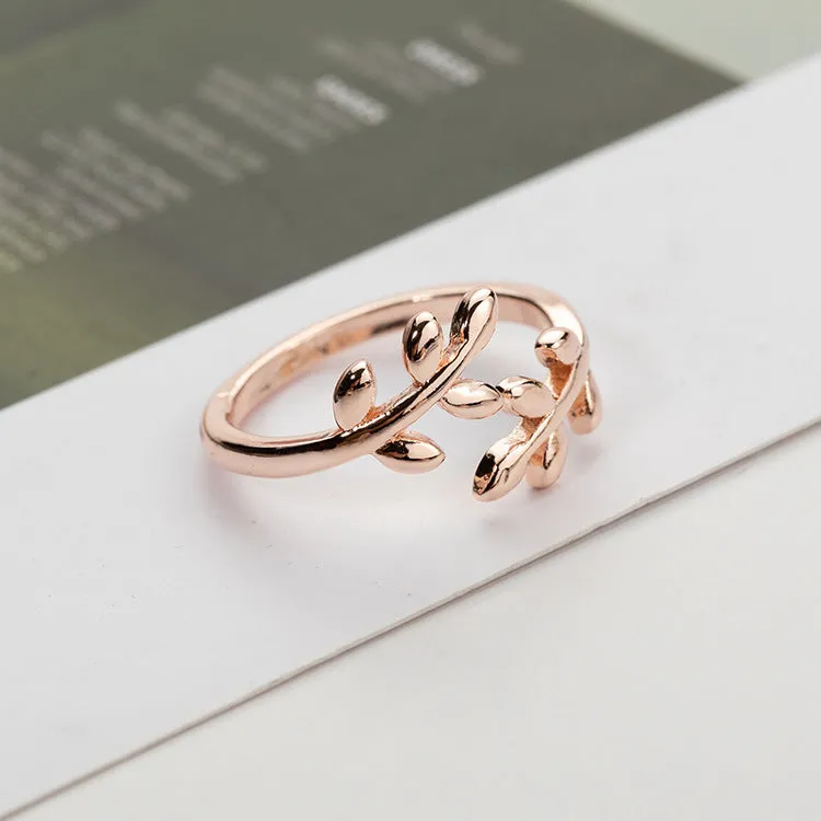 New Open Plated Adjustable Wedding Engagement Daily leaf Rings for women