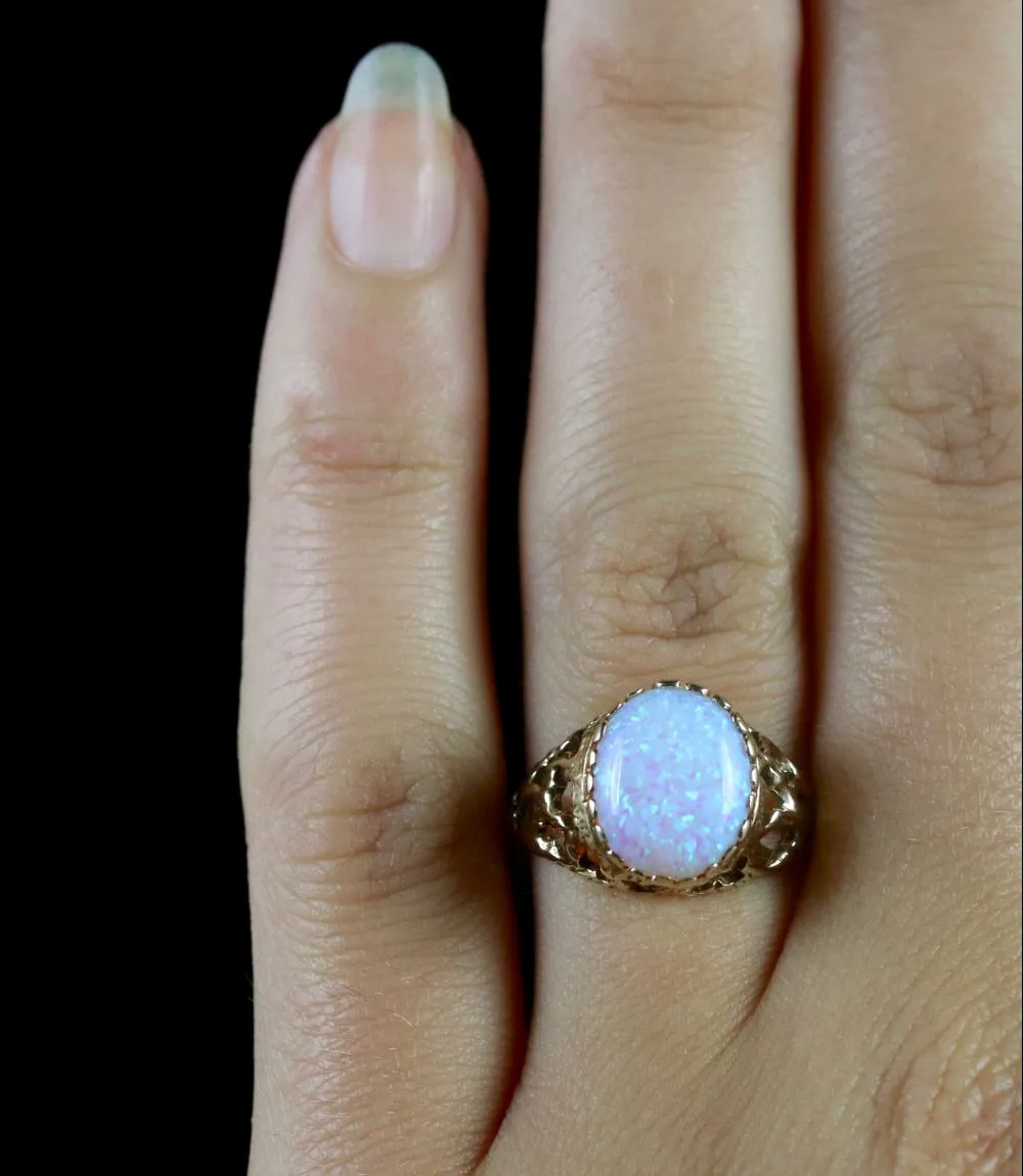 Opal Solitaire Ring 9Ct Gold Opal Ring