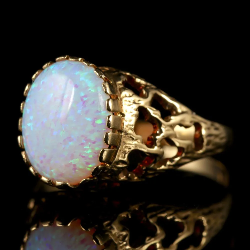 Opal Solitaire Ring 9Ct Gold Opal Ring