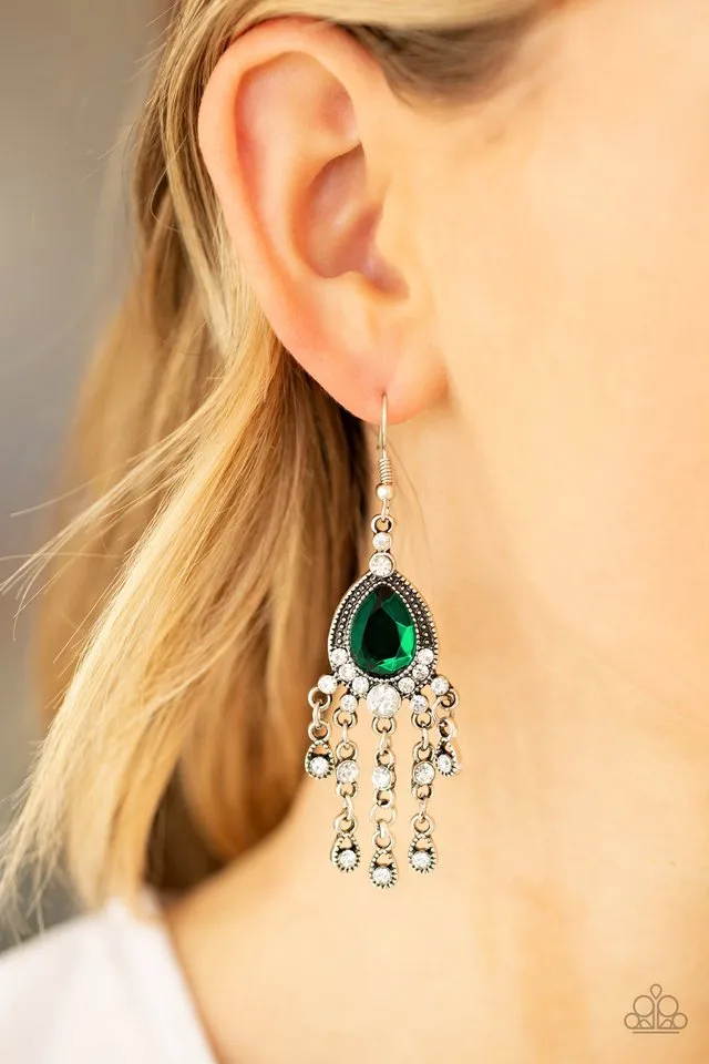 Paparazzi Earring ~ Bling Bliss - Green