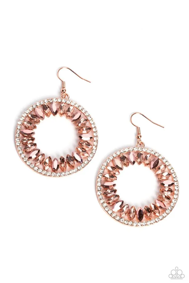 Paparazzi Earring ~ Wall Street Wreaths - Copper