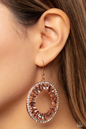 Paparazzi Earring ~ Wall Street Wreaths - Copper