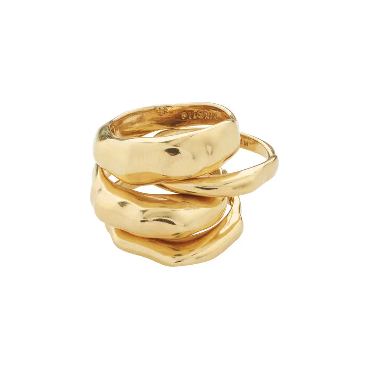 Pilgrim ASHER recycled rings 4-in-1 set gold-plated