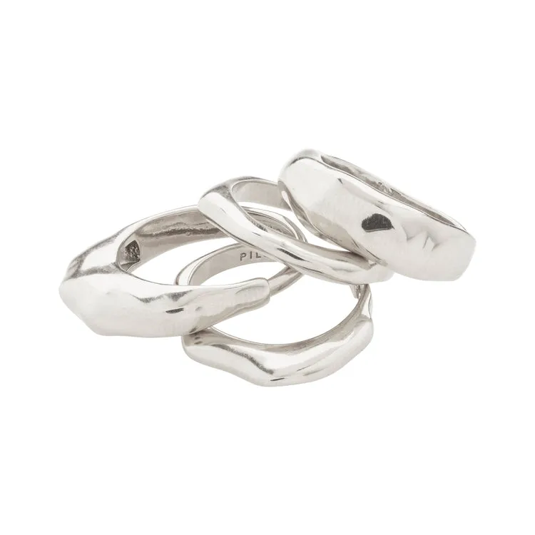 Pilgrim ASHER recycled rings 4-in-one set silver-plated