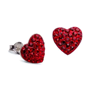 Red Crystal Heart Earrings