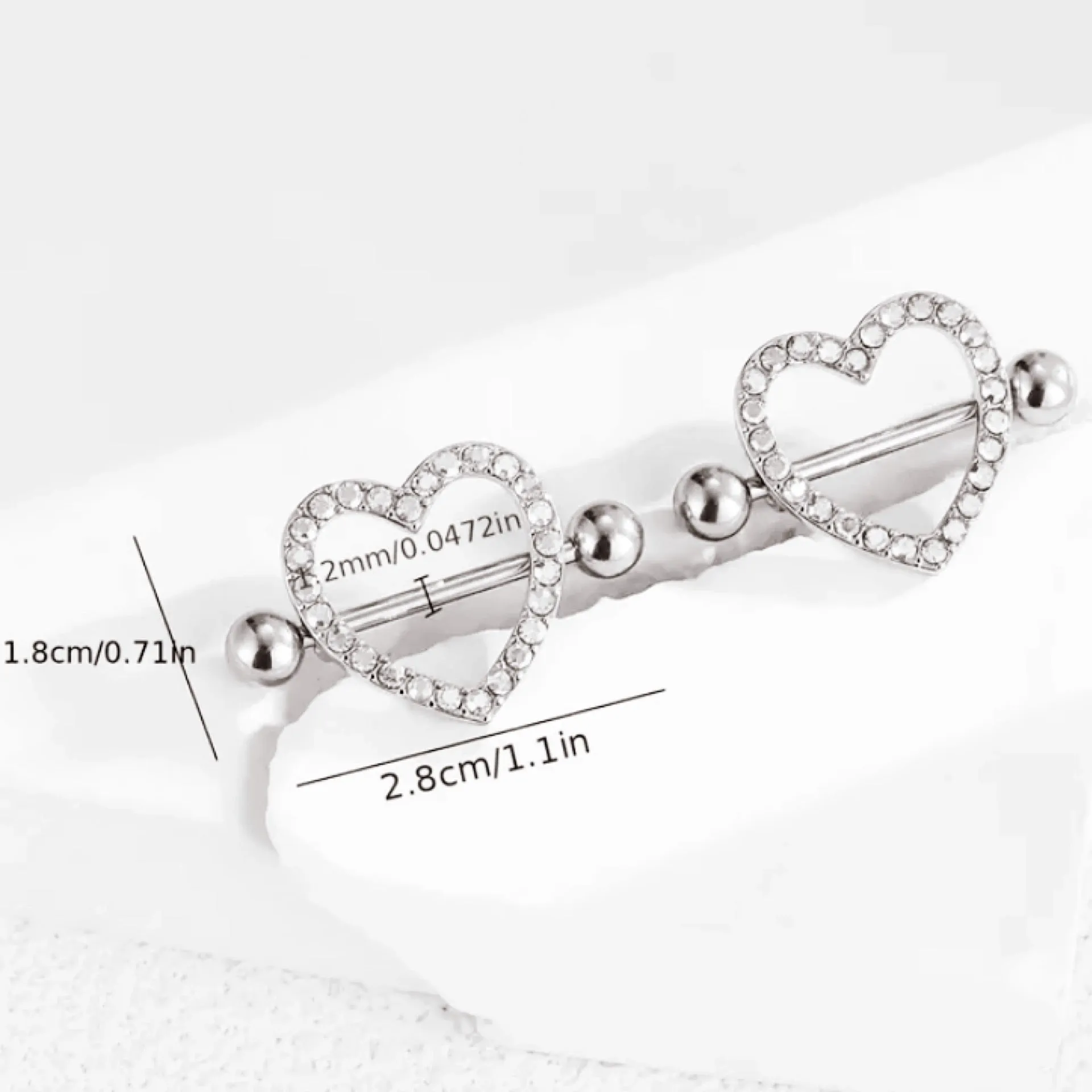 Rose Gold Rhinestone Heart Nipple Rings