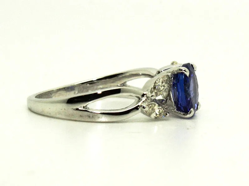 Round Tanzanite & Marquee Cut Diamond Ring AD No. 1078