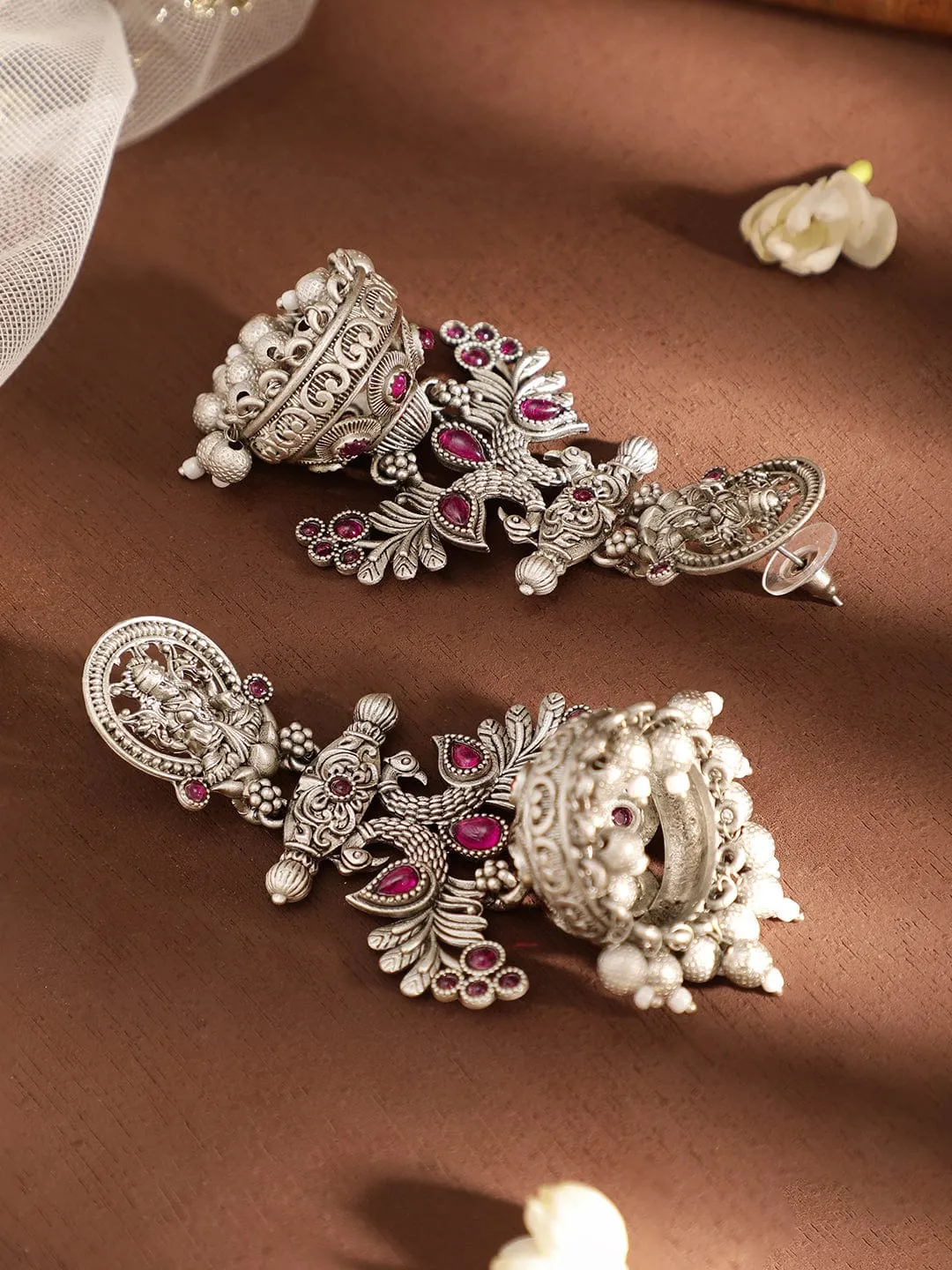 Rubans Vintage Vibes: Exquisite Oxidized Jhumka Earrings for Timeless Charm