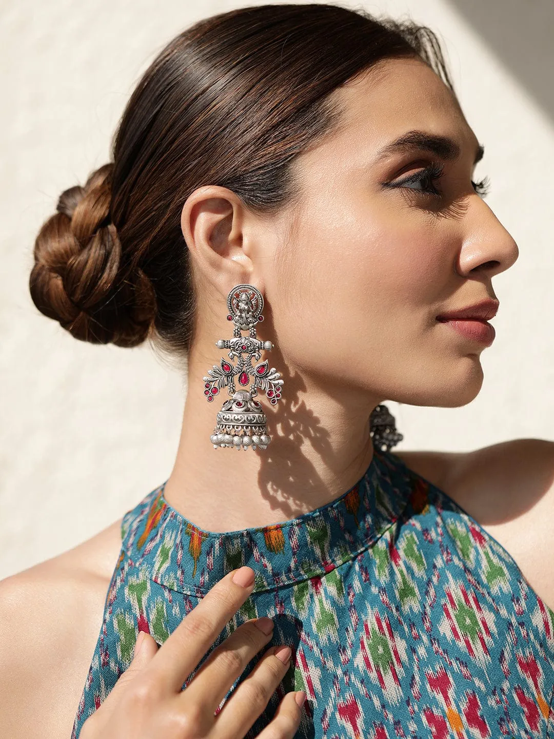 Rubans Vintage Vibes: Exquisite Oxidized Jhumka Earrings for Timeless Charm