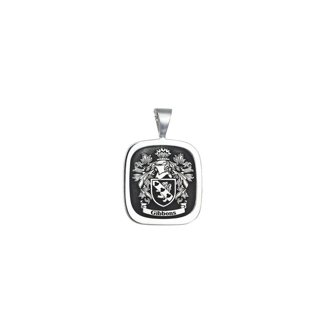 Signet Square Pendant Base for Family Crest - Solid Silver