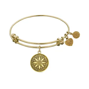 Smooth Finish Brass Compass Angelica Bracelet, 7.25"